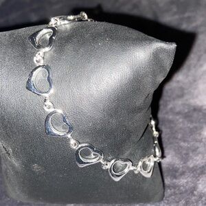 925 FAS Sterling Silver Open Heart Link Bracelet